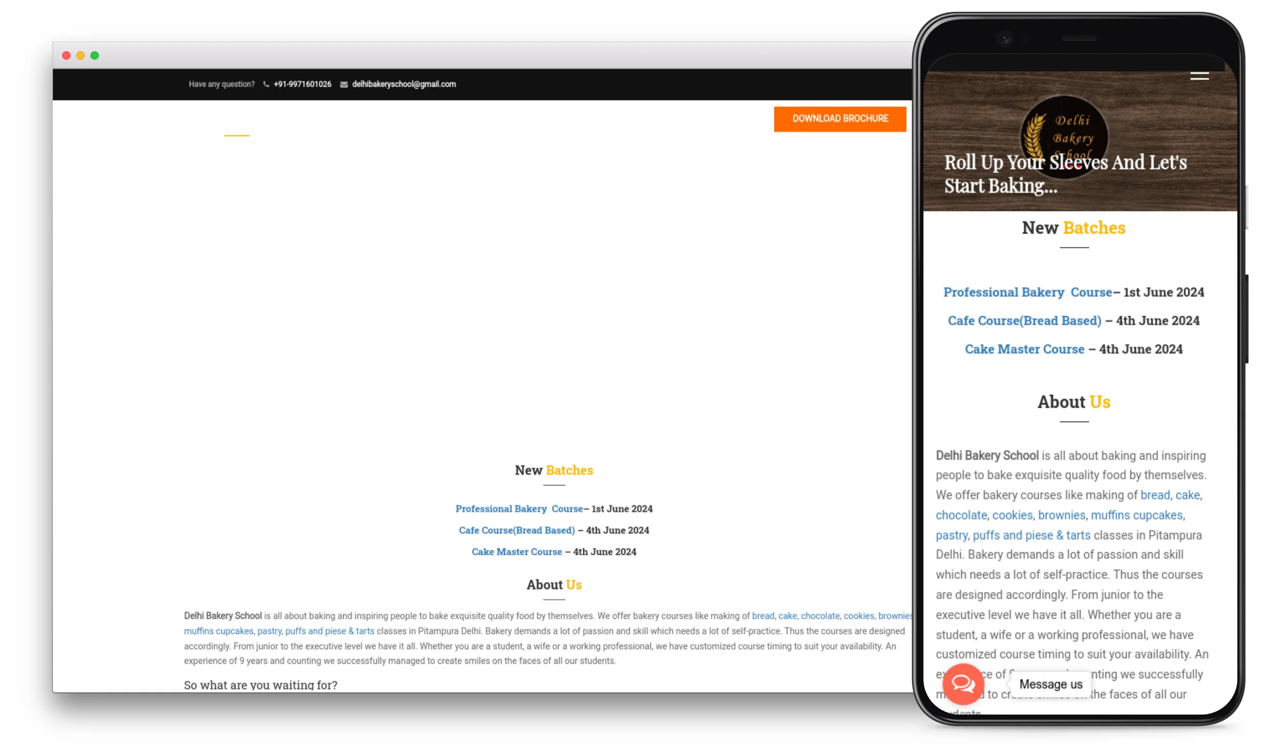 Delhi Bakery School — Hospitality and bakery training website built with PHP by The Tech G